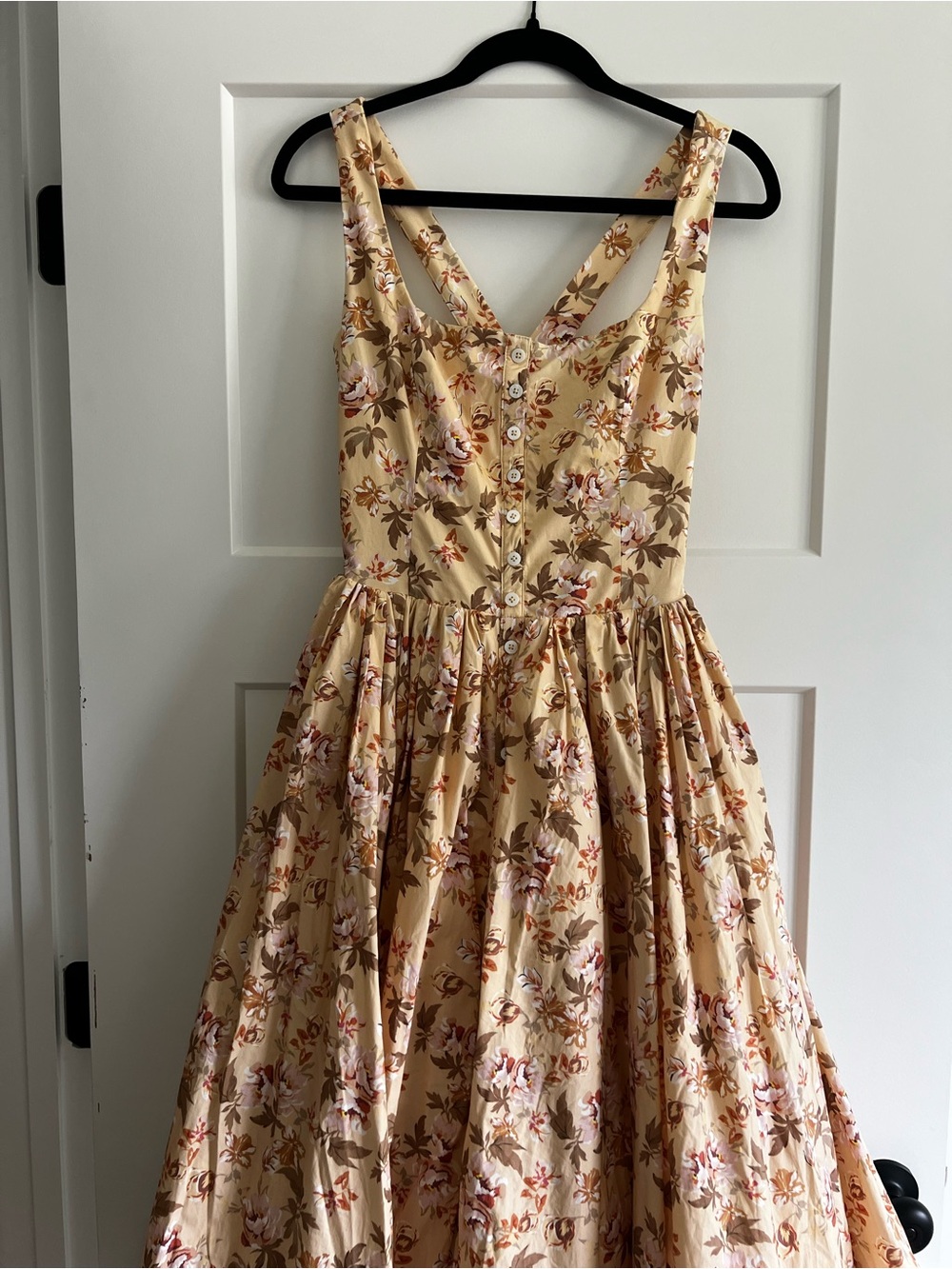 House of CB Alba Honeyflower Print Gathered Cotton Midi Dress